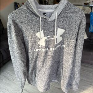 Under Armour Heather Grey Hoodie with White Logo